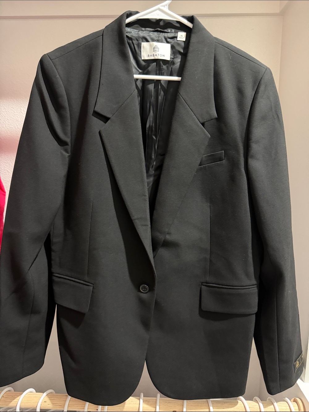 Babaton Black Blazer with Gold Logo Label